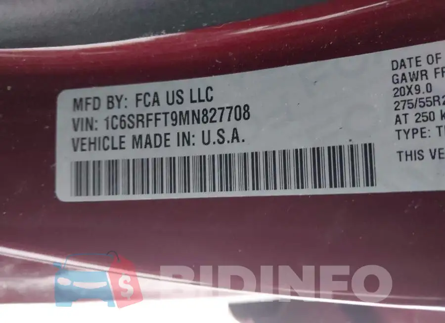 1C6SRFFT9MN827708 Photo# 9