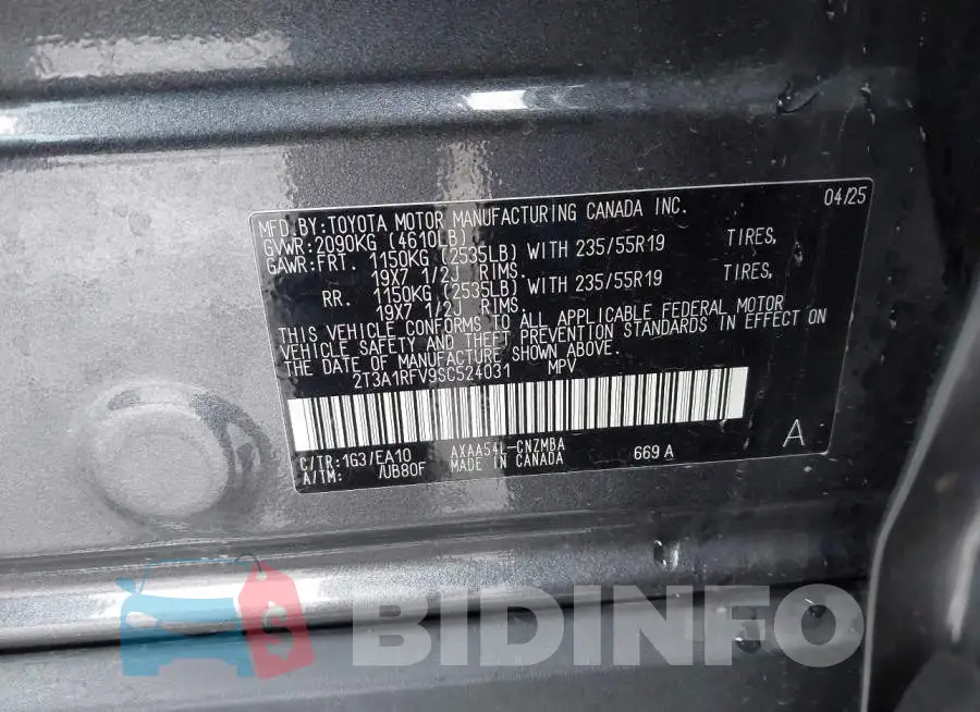 2T3A1RFV9SC524031 Photo# 9