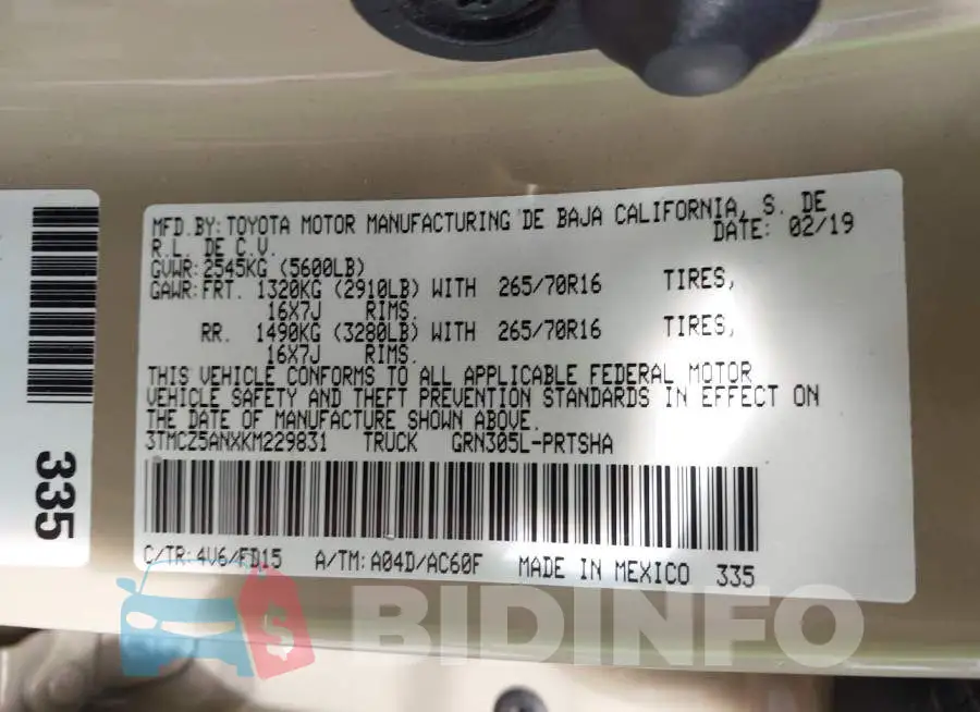 3TMCZ5ANXKM229831 Photo# 9
