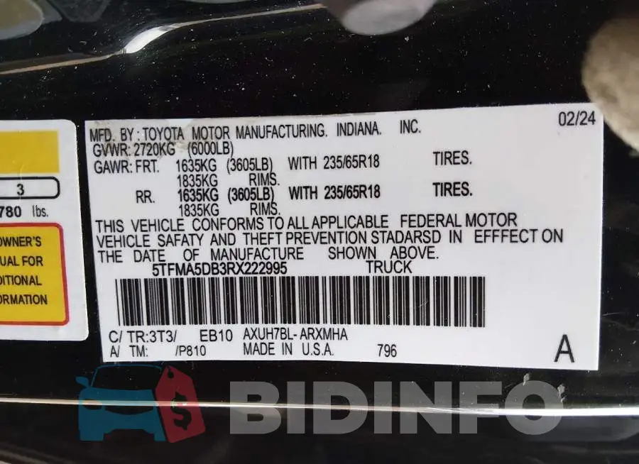 5TFMA5DB3RX222995 Photo# 9