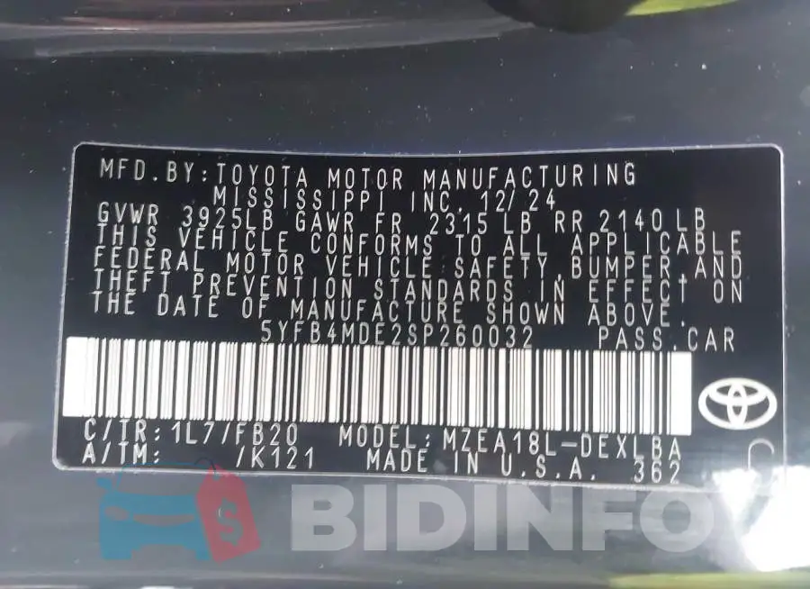 5YFB4MDE2SP260032 Photo# 9