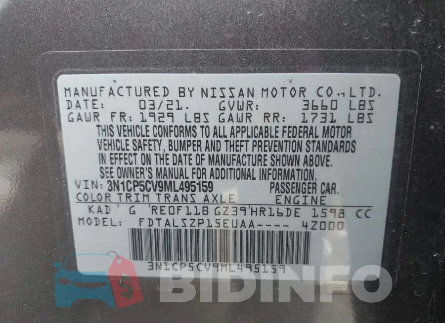 3N1CP5CV9ML495159 Photo# 9