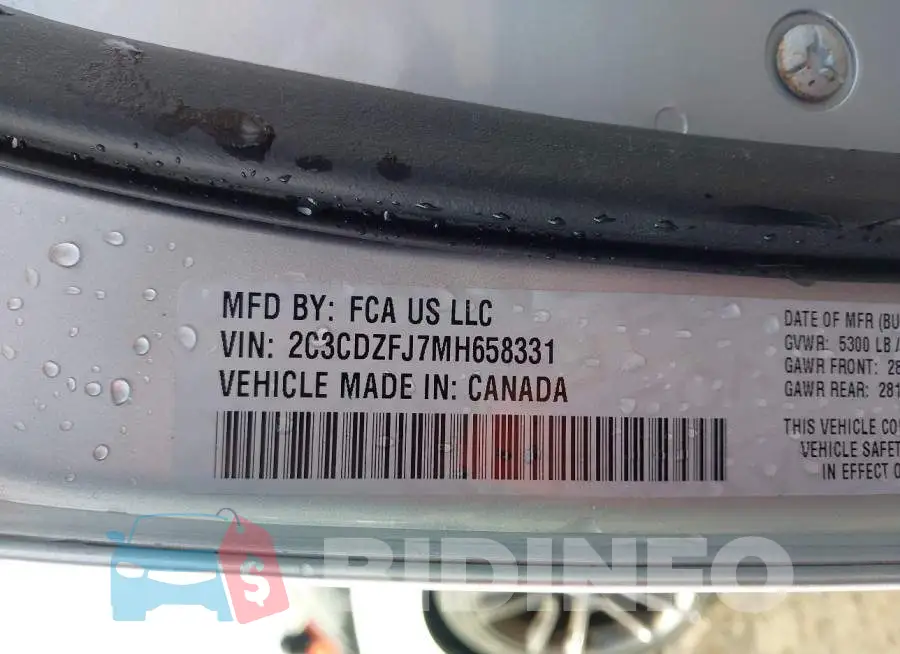 2C3CDZFJ7MH658331 Photo# 9