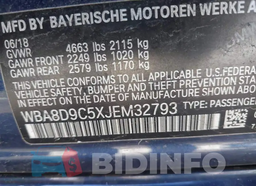 WBA8D9C5XJEM32793 Photo# 9