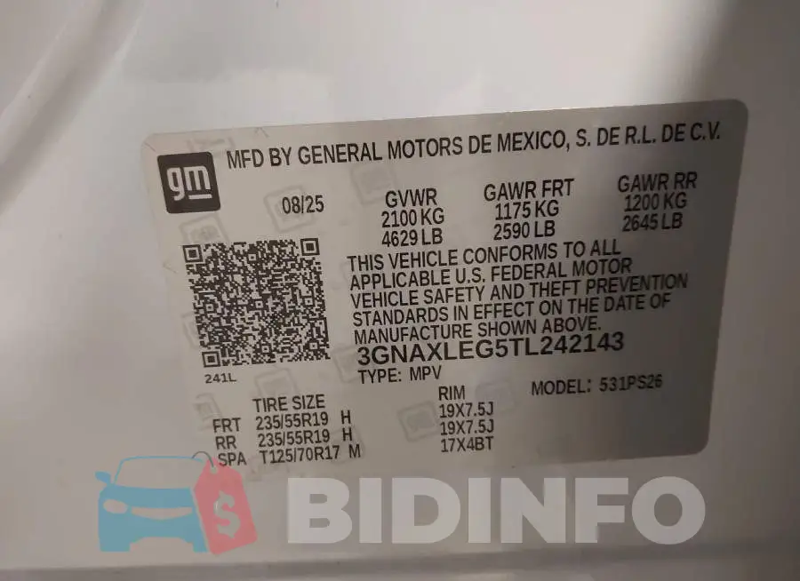 3GNAXLEG5TL242143 Photo# 9