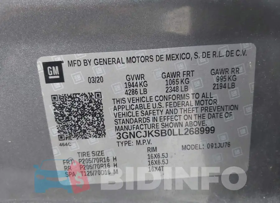 3GNCJKSB0LL268999 Photo# 9