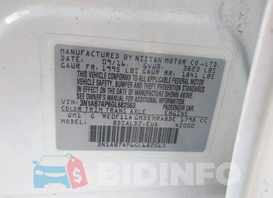 3N1AB7AP6GL682563 Photo# 9