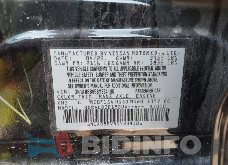 3N1AB8BV5SY334106 Photo# 9