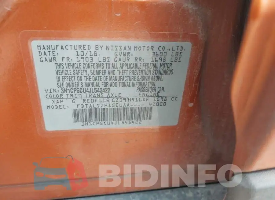3N1CP5CU4JL545422 Photo# 9