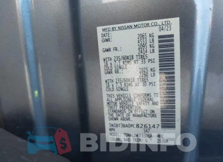 5N1BT3BA0PC826147 Photo# 9