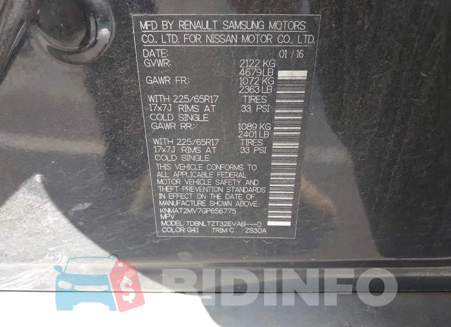 KNMAT2MV7GP656775 Photo# 9