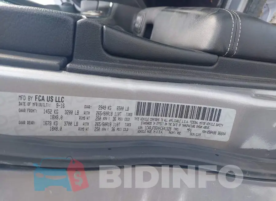 1C4RJFBGXHC641328 Photo# 9