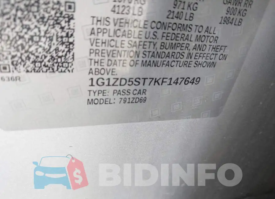 1G1ZD5ST7KF147649 Photo# 9