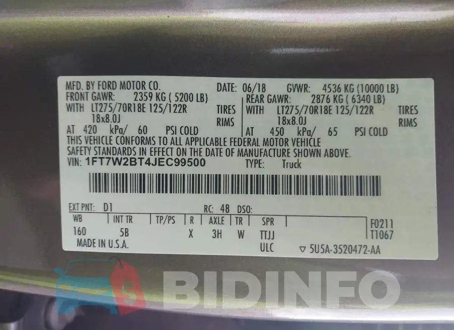 1FT7W2BT4JEC99500 Photo# 9