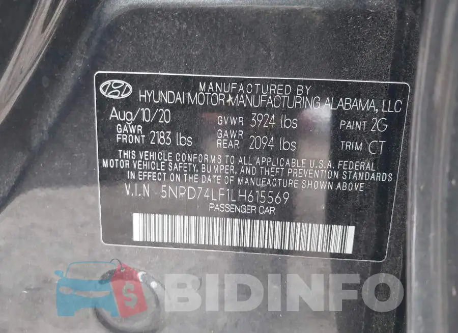 5NPD74LF1LH615569 Photo# 9
