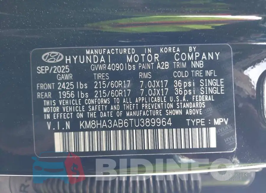KM8HA3AB6TU389964 Photo# 9