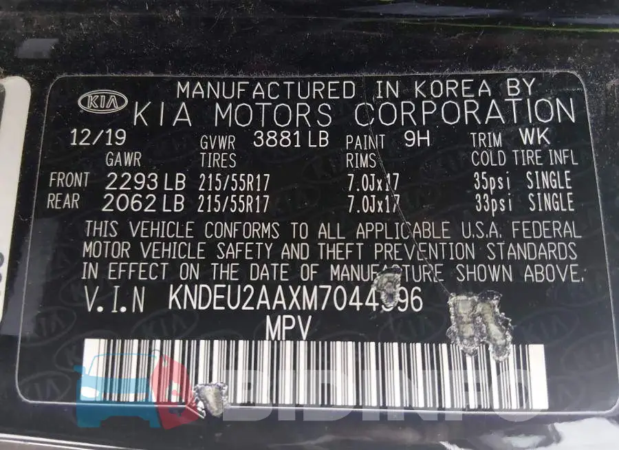 KNDEU2AAXM7044596 Photo# 9