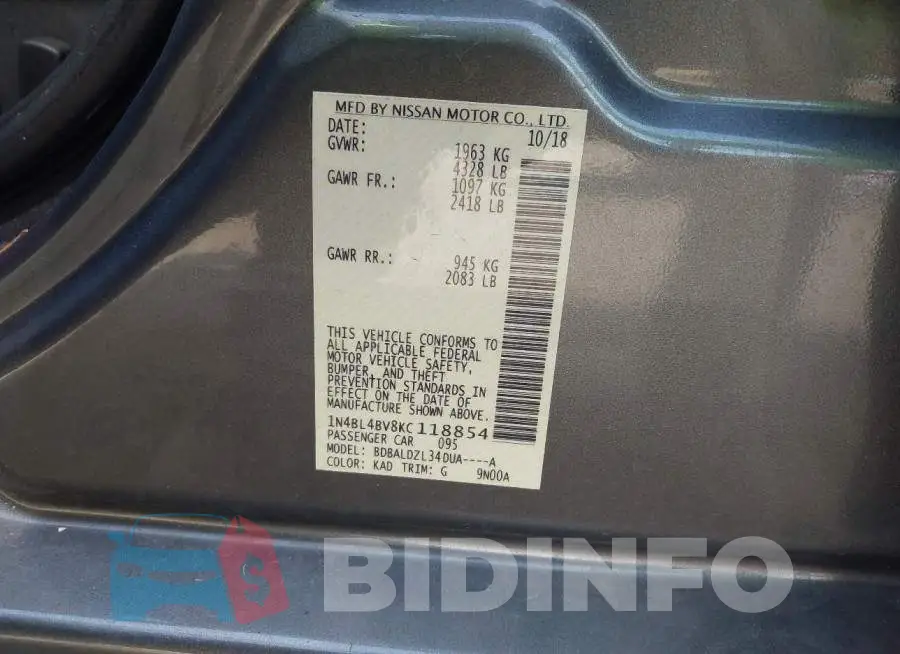 1N4BL4BV8KC118854 Photo# 9