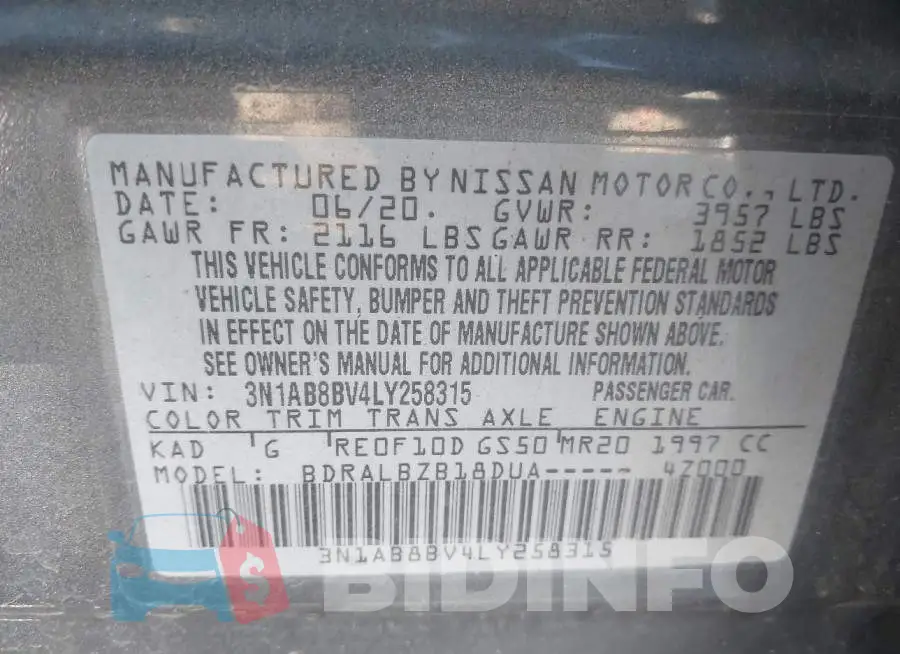 3N1AB8BV4LY258315 Photo# 9