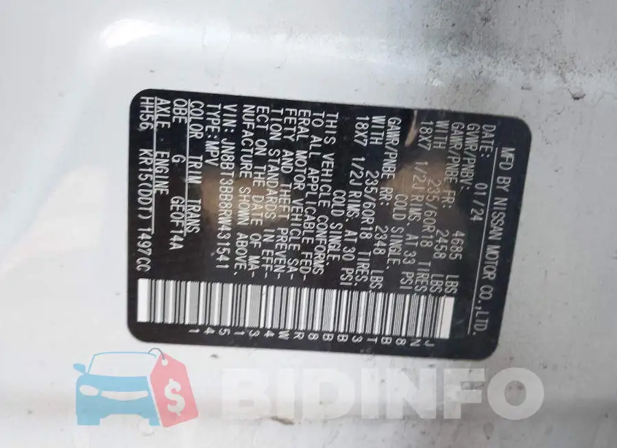 JN8BT3BB8RW431541 Photo# 9
