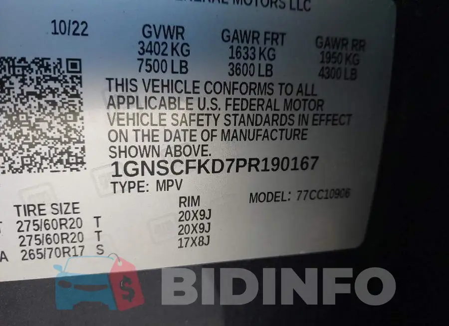 1GNSCFKD7PR190167 Photo# 9