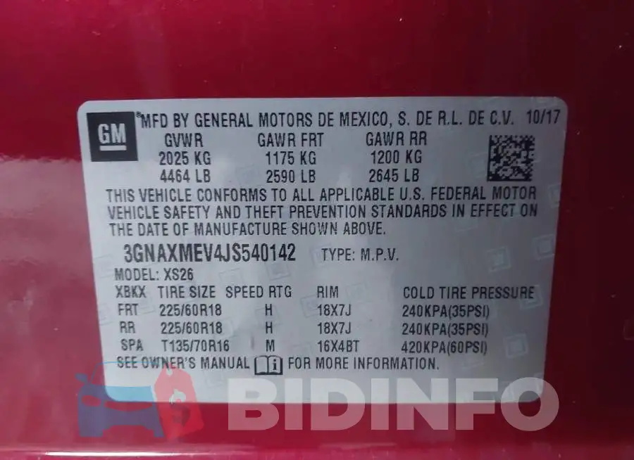 3GNAXMEV4JS540142 Photo# 9