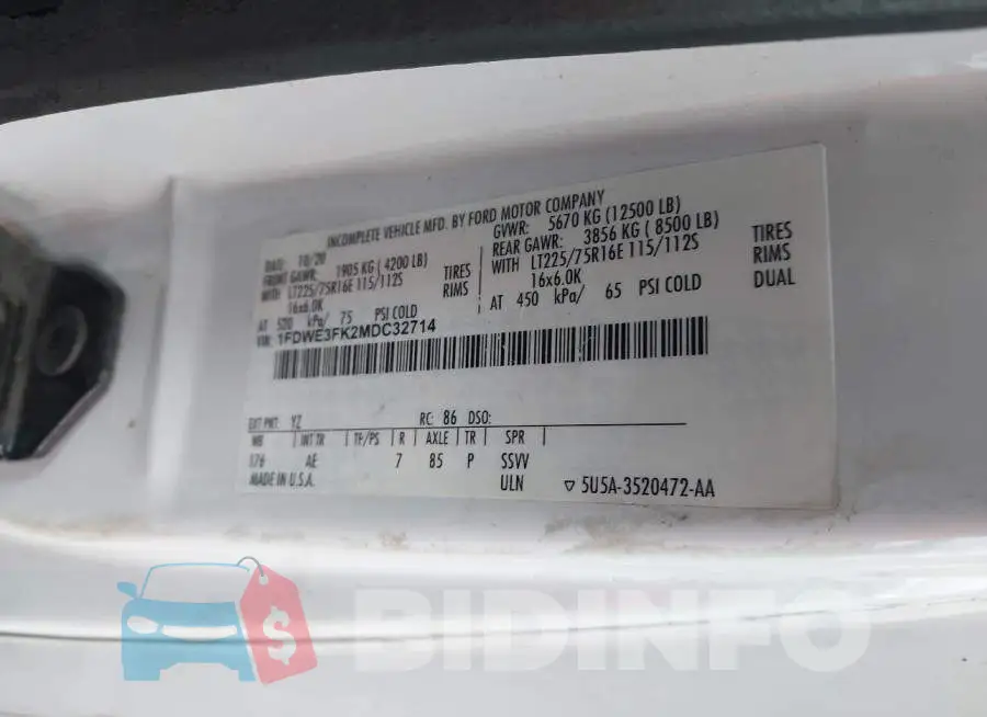 1FDWE3FK2MDC32714 Photo# 8
