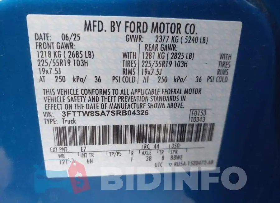 3FTTW8SA7SRB04326 Photo# 9