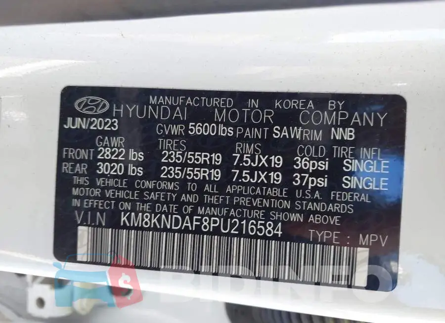 KM8KNDAF8PU216584 Photo# 9