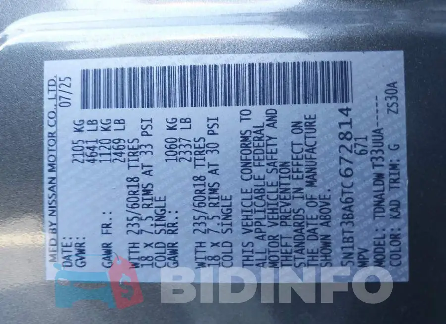 5N1BT3BA6TC672814 Photo# 9