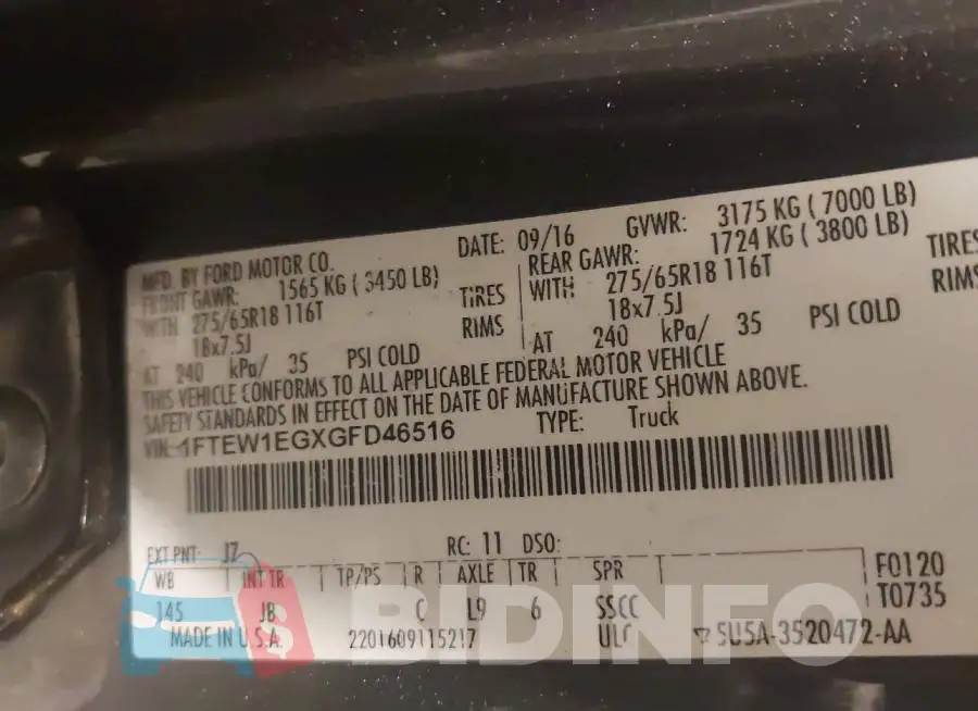 1FTEW1EGXGFD46516 Photo# 9