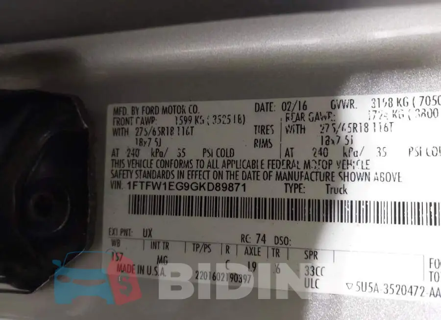 1FTFW1EG9GKD89871 Photo# 9