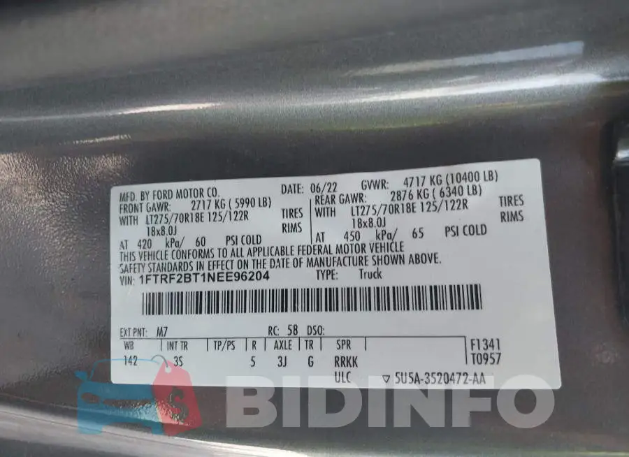 1FTRF2BT1NEE96204 Photo# 9