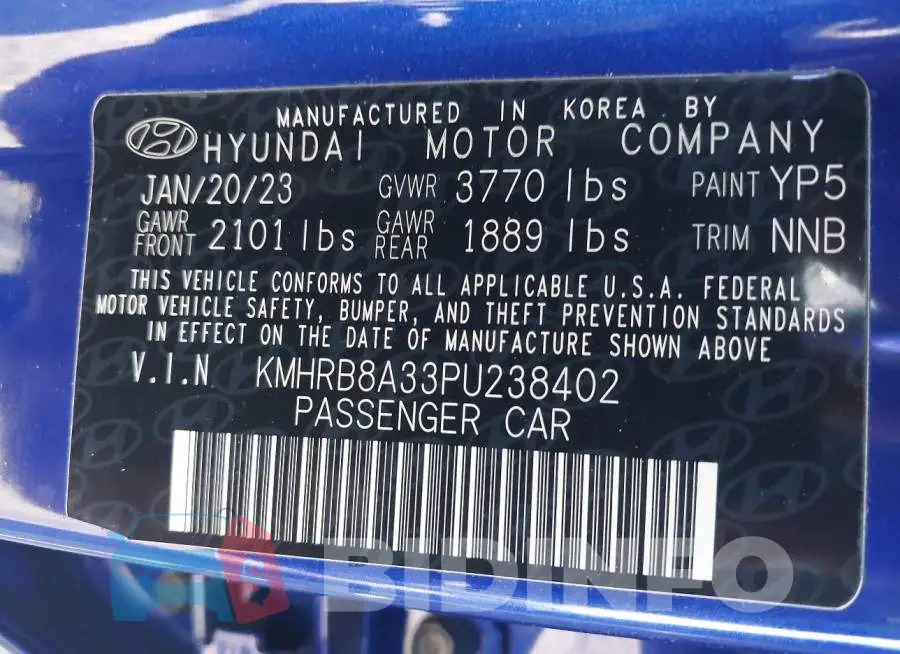 KMHRB8A33PU238402 Photo# 9