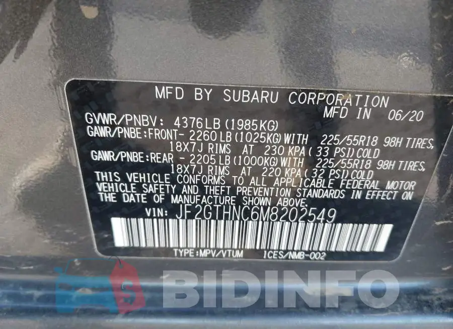 JF2GTHNC6M8202549 Photo# 9