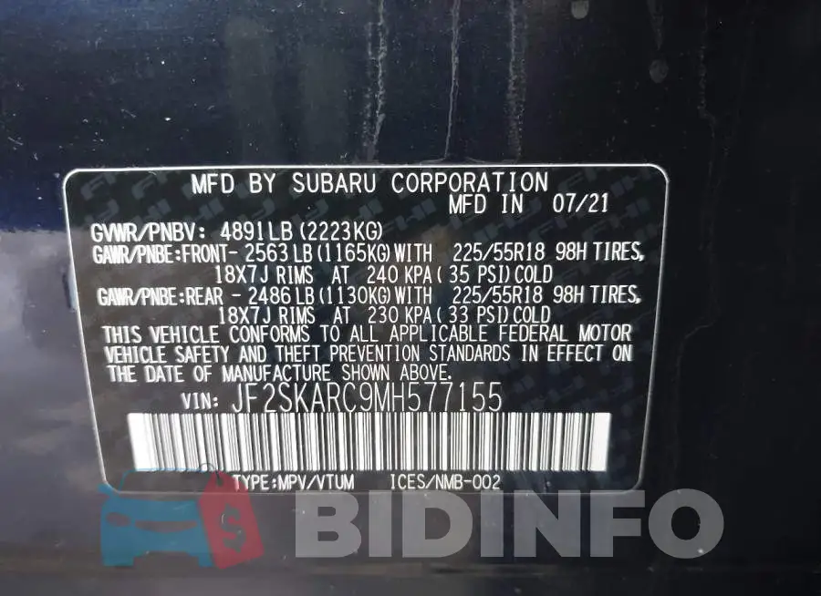 JF2SKARC9MH577155 Photo# 9