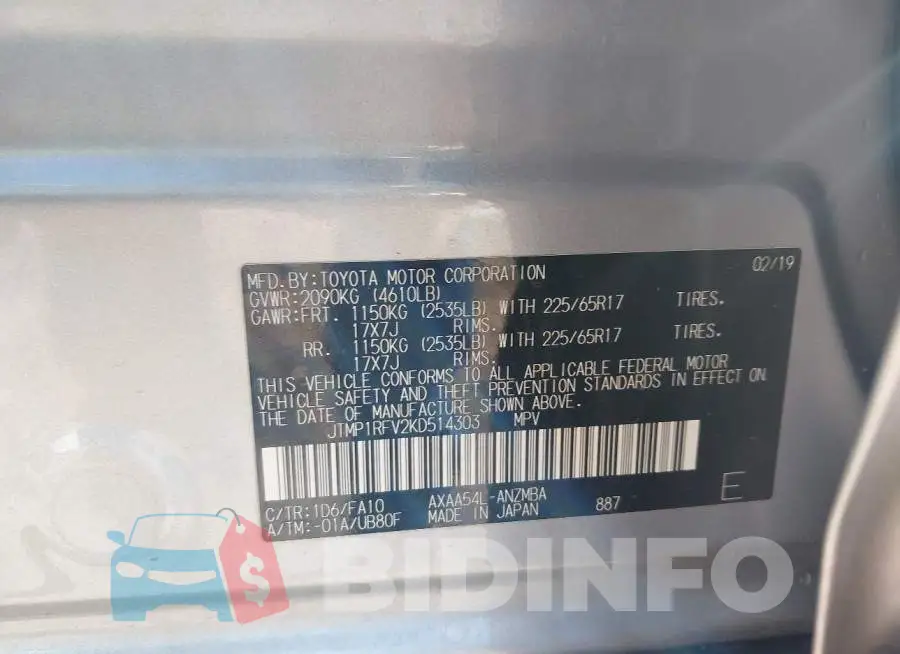 JTMP1RFV2KD514303 Photo# 9