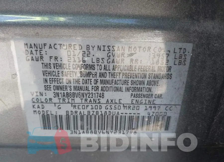 3N1AB8BV6NY231748 Photo# 9