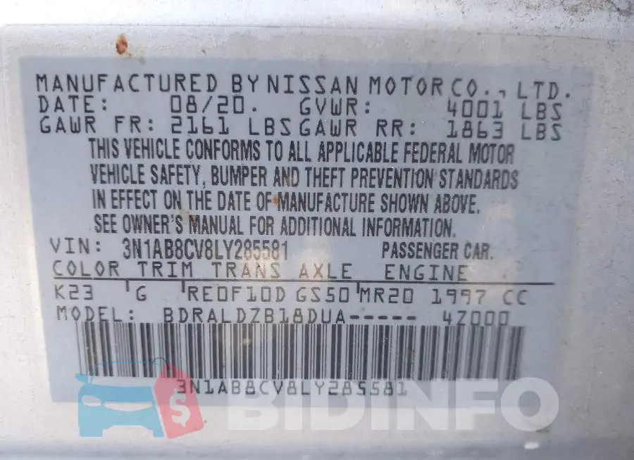 3N1AB8CV8LY285581 Photo# 9
