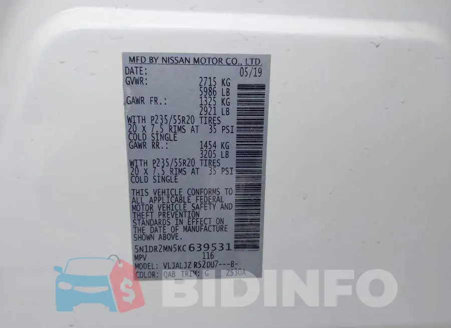 5N1DR2MN5KC639531 Photo# 9