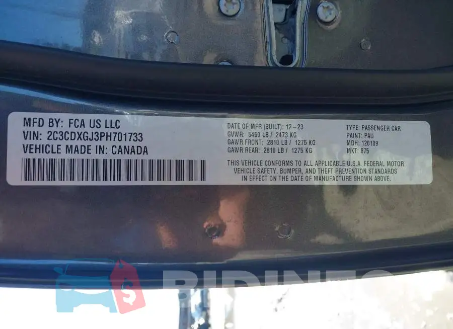 2C3CDXGJ3PH701733 Photo# 9