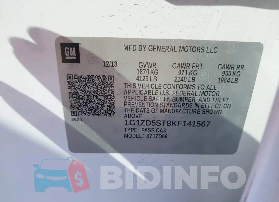 1G1ZD5ST8KF141567 Photo# 9