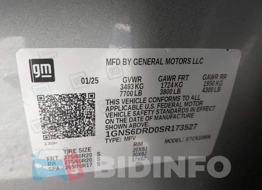 1GNS6DRD0SR173527 Photo# 9
