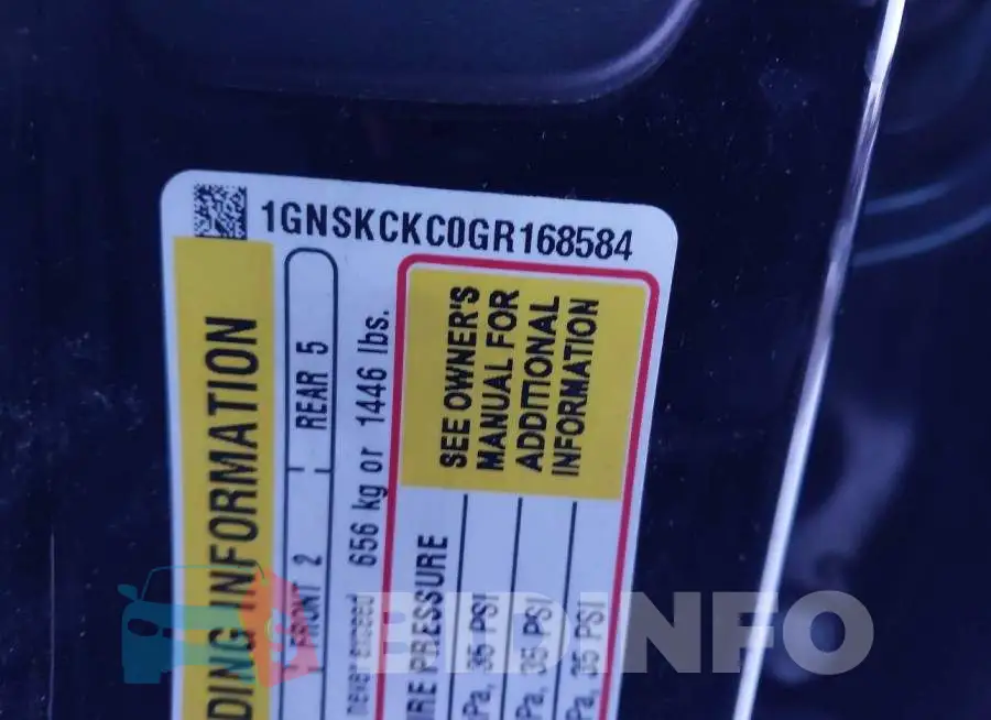 1GNSKCKC0GR168584 Photo# 9
