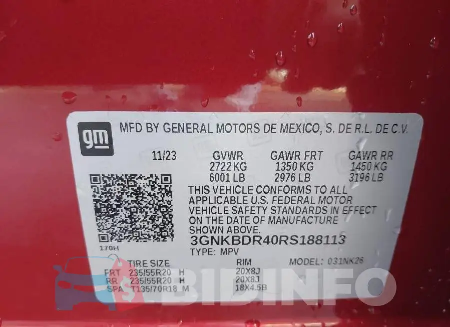 3GNKBDR40RS188113 Photo# 9