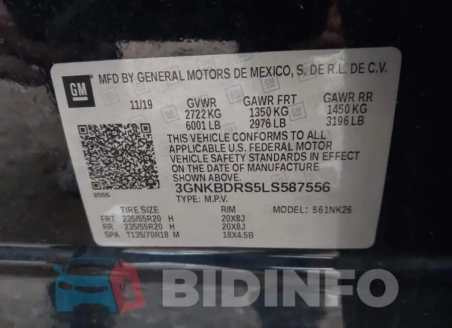 3GNKBDRS5LS587556 Photo# 9