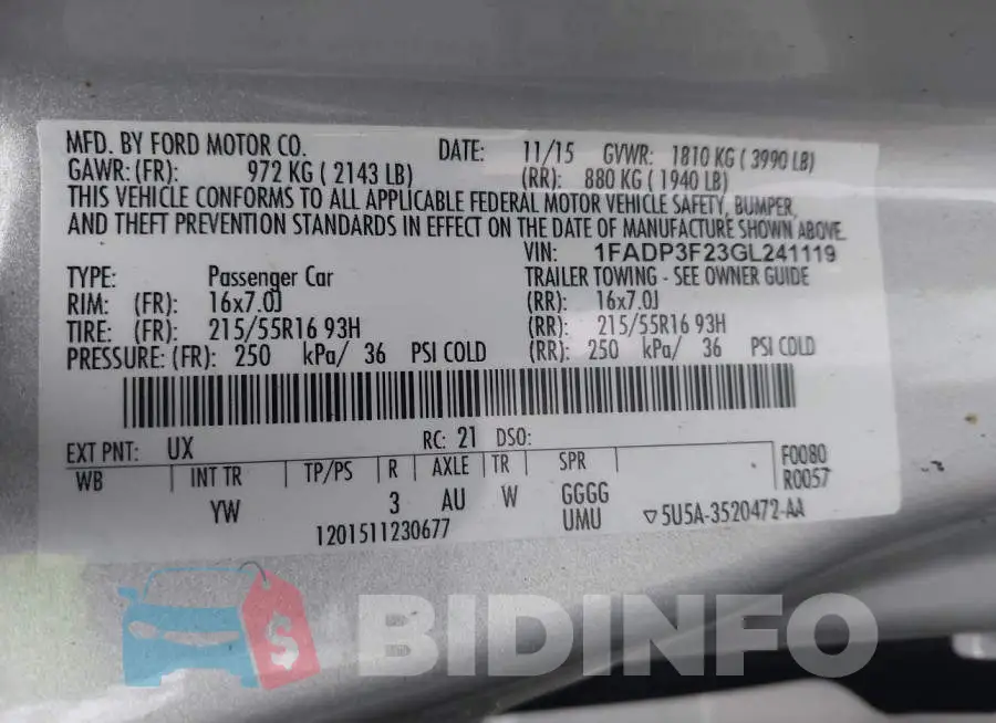 1FADP3F23GL241119 Photo# 9