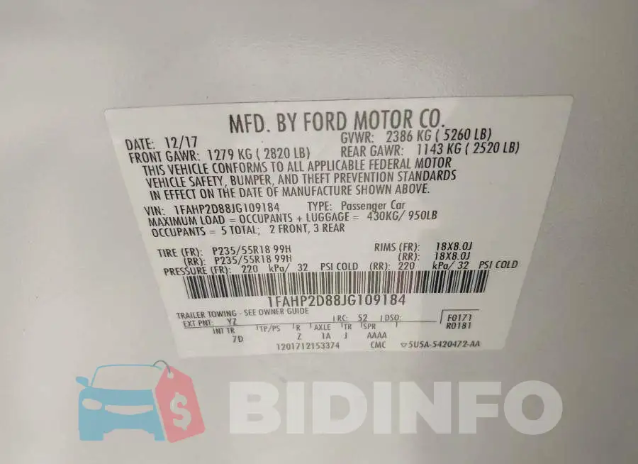 1FAHP2D88JG109184 Photo# 9