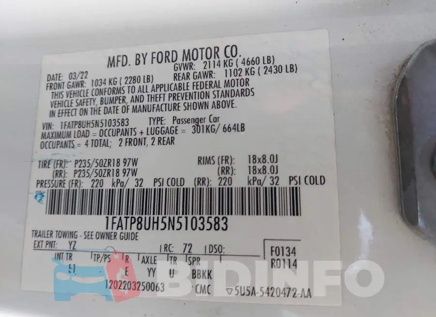 1FATP8UH5N5103583 Photo# 9