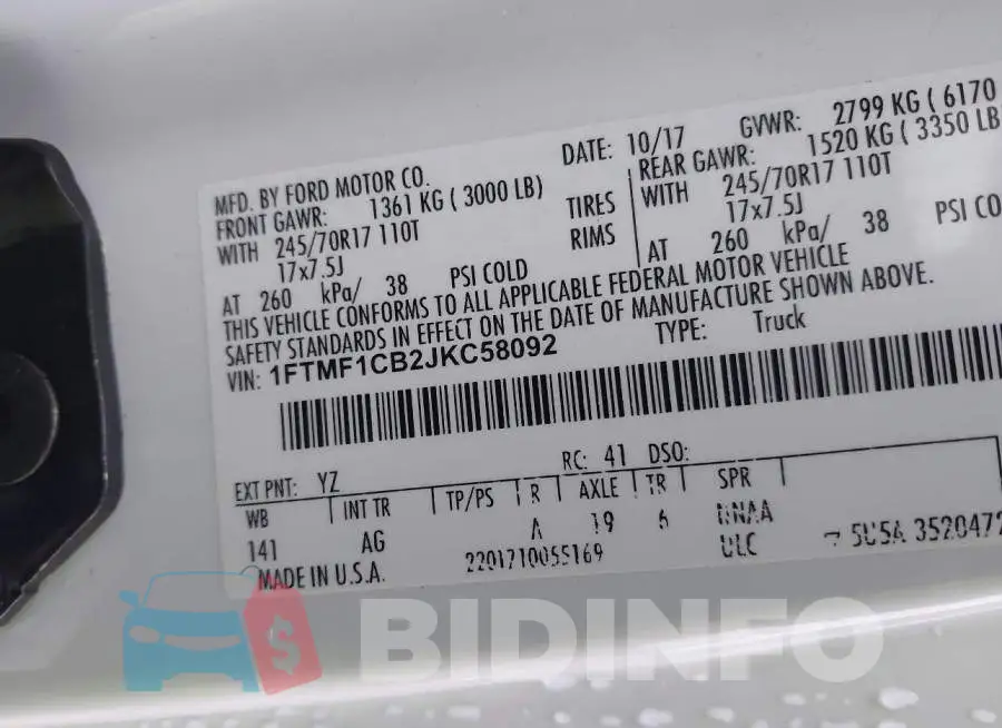 1FTMF1CB2JKC58092 Photo# 9